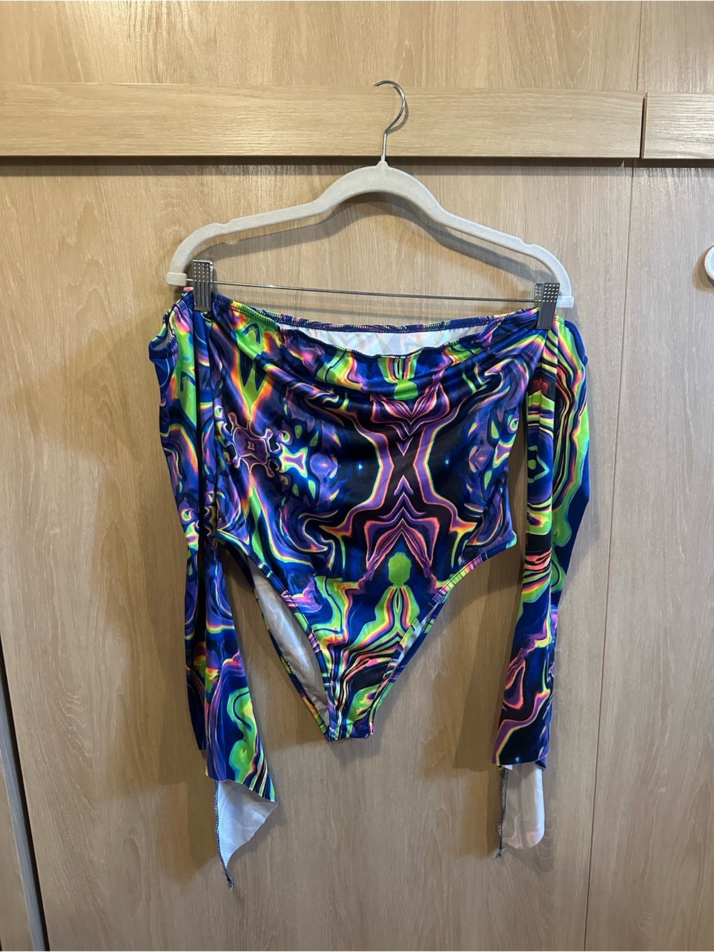 SHEIN Multicolor Neon Swirl One-Piece